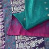 Sanskriti Vintage Sarees GreenBanarasi Brocade Zari Woven Pure Satin Sari Fabric