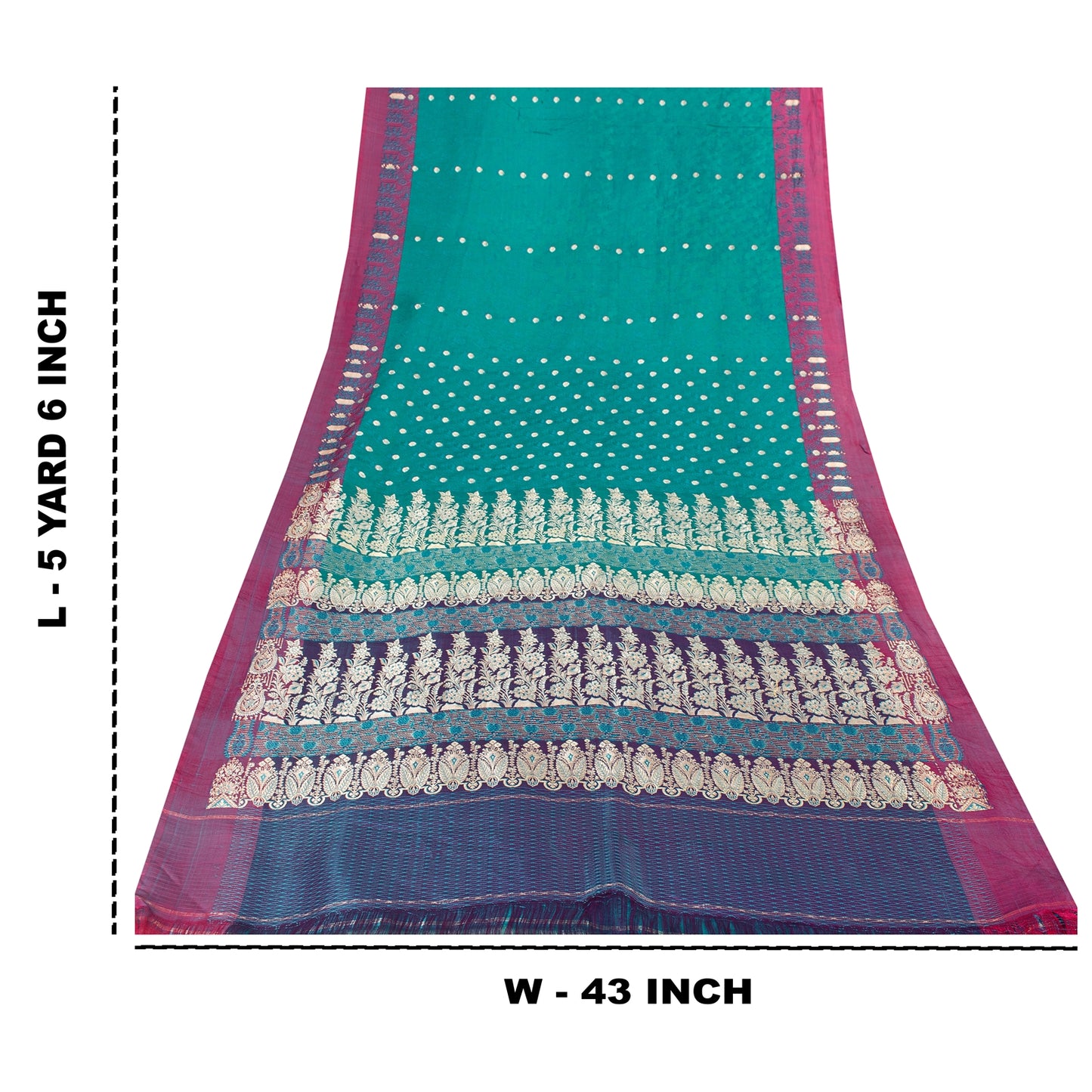 Sanskriti Vintage Sarees GreenBanarasi Brocade Zari Woven Pure Satin Sari Fabric