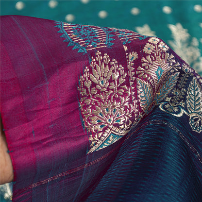 Sanskriti Vintage Sarees GreenBanarasi Brocade Zari Woven Pure Satin Sari Fabric