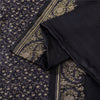 Sanskriti Vintage Sarees Black Banarasi Brocade Zari Woven Pure Silk Sari Fabric