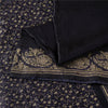 Sanskriti Vintage Sarees Black Banarasi Brocade Zari Woven Pure Silk Sari Fabric