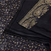 Sanskriti Vintage Sarees Black Banarasi Brocade Zari Woven Pure Silk Sari Fabric