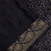 Sanskriti Vintage Sarees Black Banarasi Brocade Zari Woven Pure Silk Sari Fabric