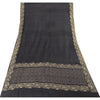 Sanskriti Vintage Sarees Black Banarasi Brocade Zari Woven Pure Silk Sari Fabric