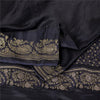 Sanskriti Vintage Sarees Black Banarasi Brocade Zari Woven Pure Silk Sari Fabric