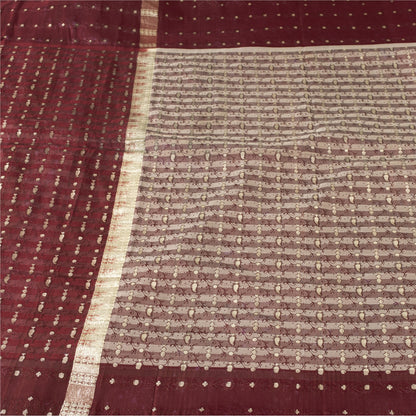 Sanskriti Vintage Sarees Pink Banarasi Brocade Zari Woven Pure Satin Sari Fabric