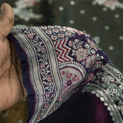 Sanskriti Vintage Sarees Green Banarasi Brocade Zari Woven Pure Sari 5+YD Fabric