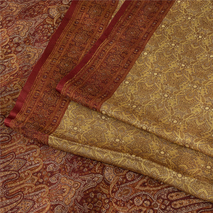 Sanskriti Vintage Sarees Cream Banarasi Brocade Woven Pure Satin Sari Fabric