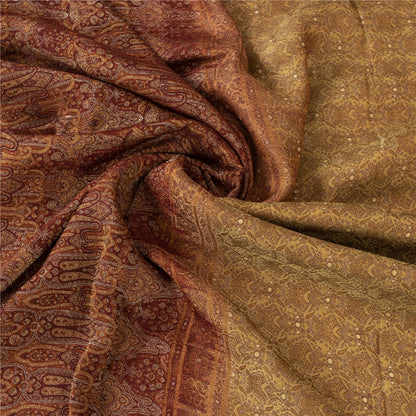 Sanskriti Vintage Sarees Cream Banarasi Brocade Woven Pure Satin Sari Fabric