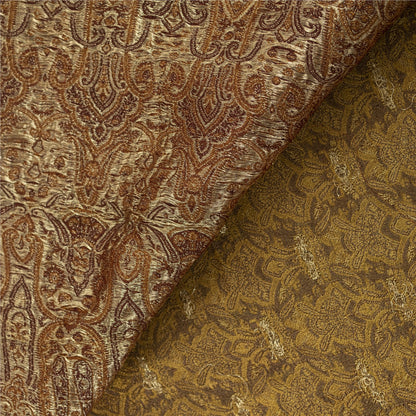 Sanskriti Vintage Sarees Cream Banarasi Brocade Woven Pure Satin Sari Fabric