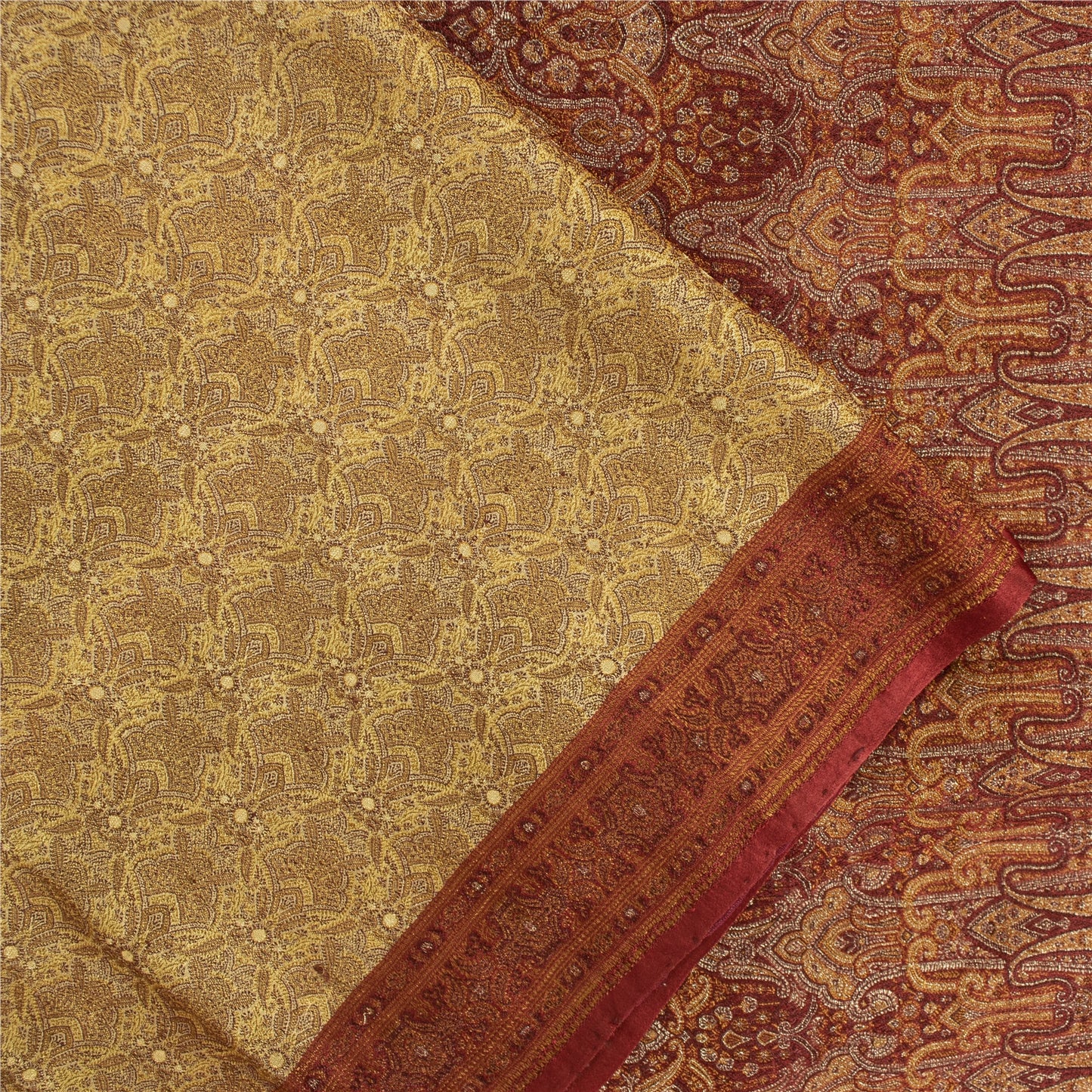 Sanskriti Vintage Sarees Cream Banarasi Brocade Woven Pure Satin Sari Fabric