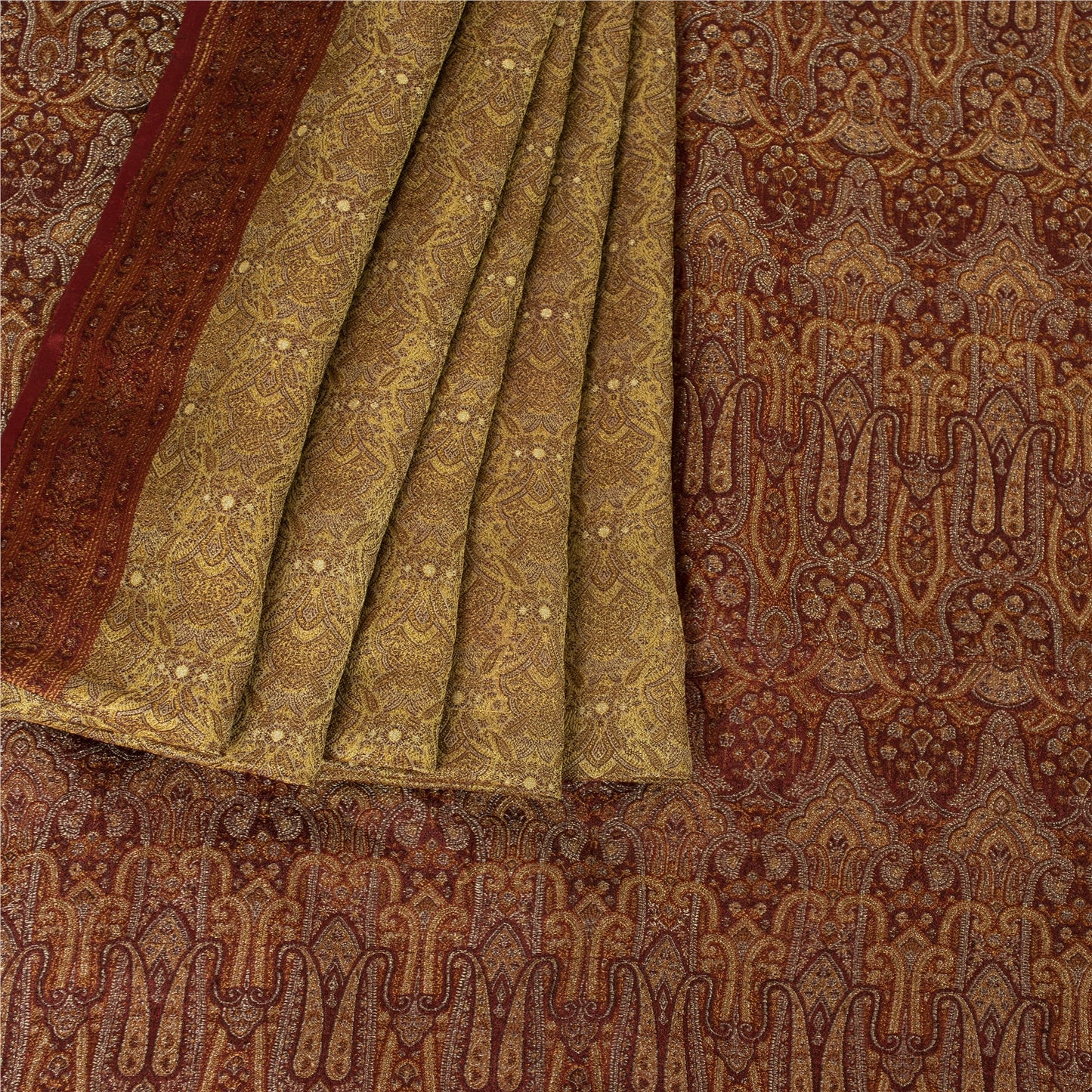 Sanskriti Vintage Sarees Cream Banarasi Brocade Woven Pure Satin Sari Fabric