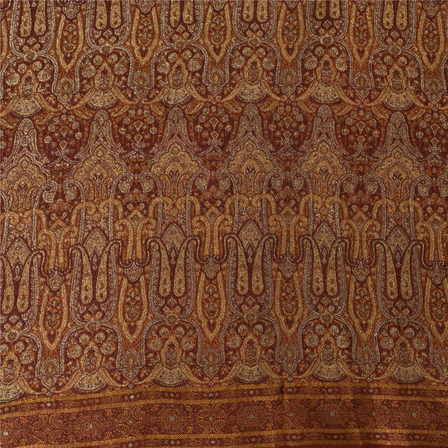 Sanskriti Vintage Sarees Cream Banarasi Brocade Woven Pure Satin Sari Fabric