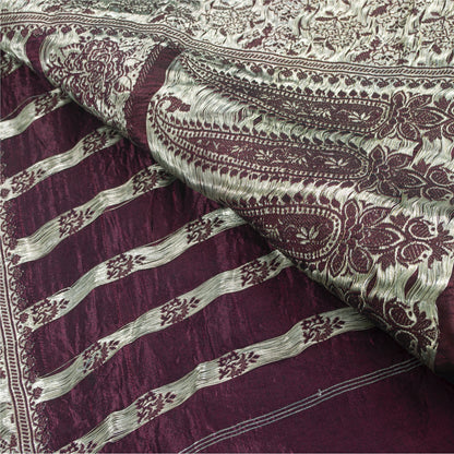 SANSKRITI VINTAGE BLUE SAREE PURE SATIN SILK BROCADE/BANARASI WOVEN SARI