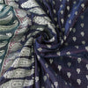 SANSKRITI VINTAGE BLUE SAREE PURE SATIN SILK BROCADE/BANARASI WOVEN SARI