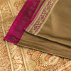 Sanskriti Vintage Sarees Brown BanarasiBrocade Zari Woven Pure Satin Sari Fabric