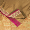 Sanskriti Vintage Sarees Brown BanarasiBrocade Zari Woven Pure Satin Sari Fabric