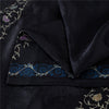 Sanskriti Vintage Sarees Black Embroidered Thread Pure Satin 5+yd Craft Fabric Banarasi Sari