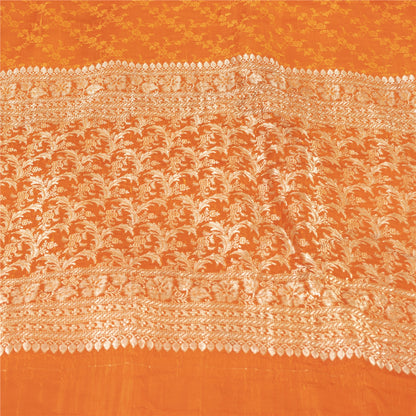 Sanskriti Vintage Sarees Banarasi Brocade Zari Woven Pure Satin Sari 5+YD Fabric