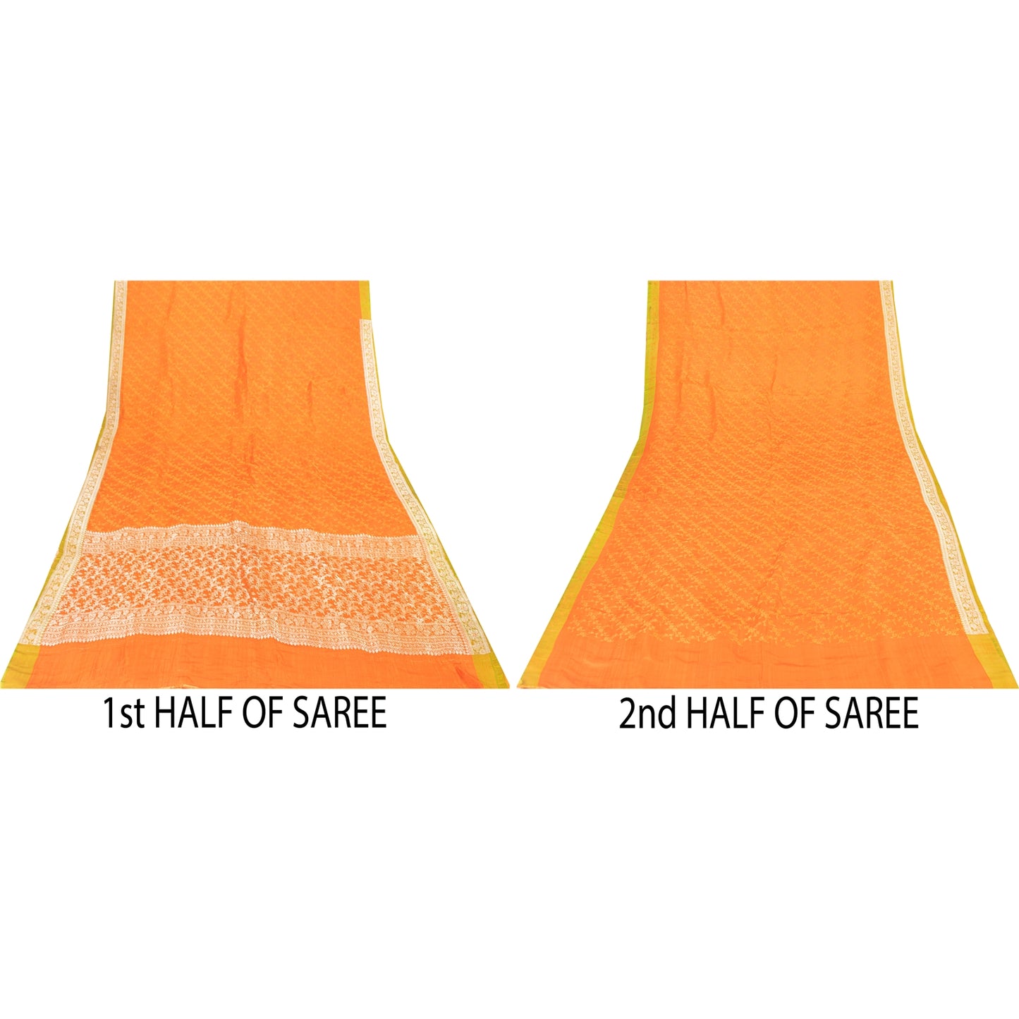 Sanskriti Vintage Sarees Banarasi Brocade Zari Woven Pure Satin Sari 5+YD Fabric