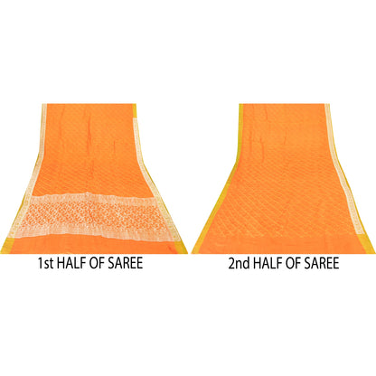 Sanskriti Vintage Sarees Banarasi Brocade Zari Woven Pure Satin Sari 5+YD Fabric