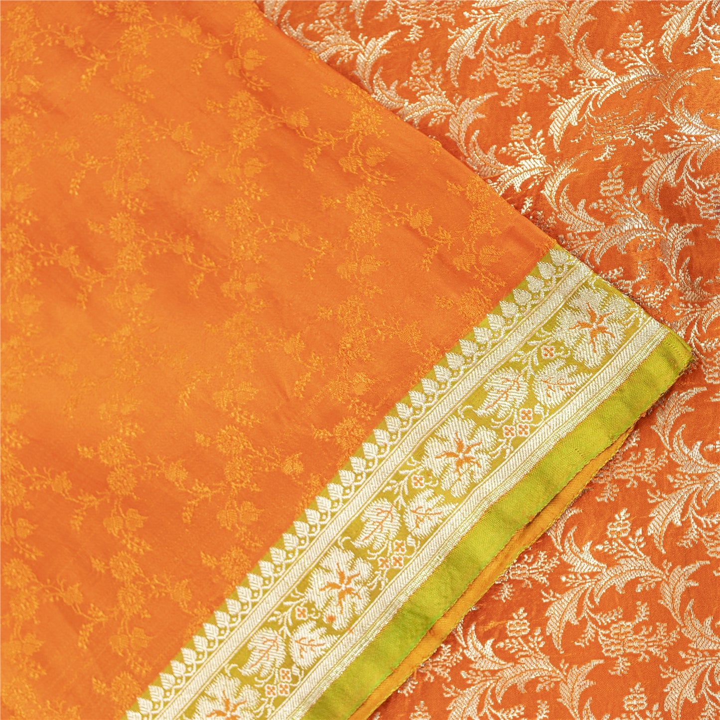 Sanskriti Vintage Sarees Banarasi Brocade Zari Woven Pure Satin Sari 5+YD Fabric