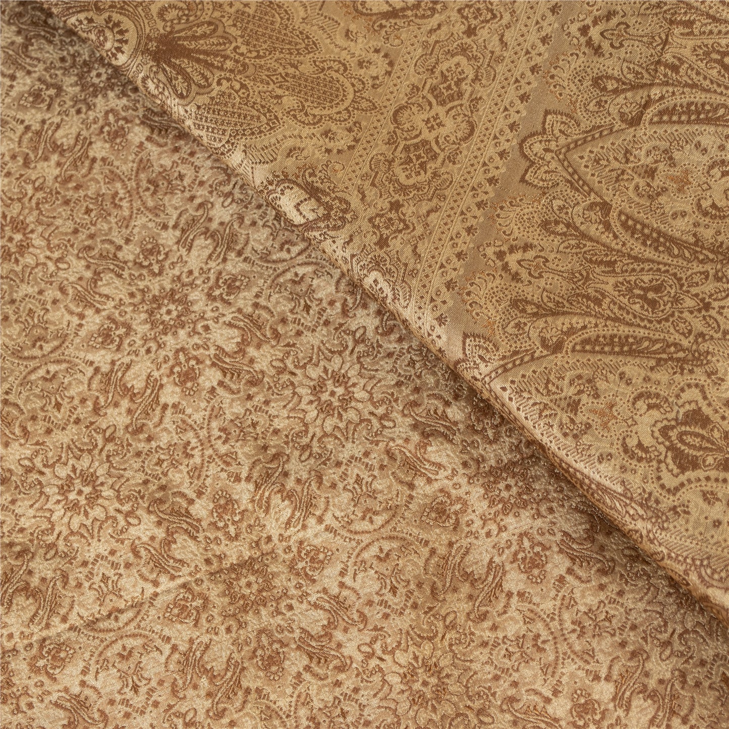 Sanskriti Vintage Sarees Brown Banarasi Brocade Woven Pure Satin Sari 5+ydFabric