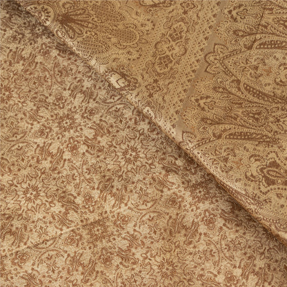 Sanskriti Vintage Sarees Brown Banarasi Brocade Woven Pure Satin Sari 5+ydFabric