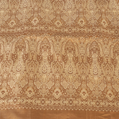 Sanskriti Vintage Sarees Brown Banarasi Brocade Woven Pure Satin Sari 5+ydFabric