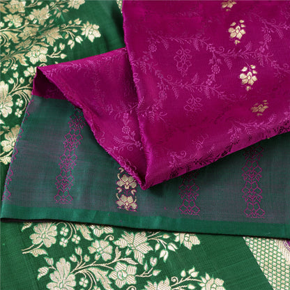 Sanskriti Vintage Sarees Banarasi Brocade Zari Woven Pure Satin Sari 5+YD Fabric