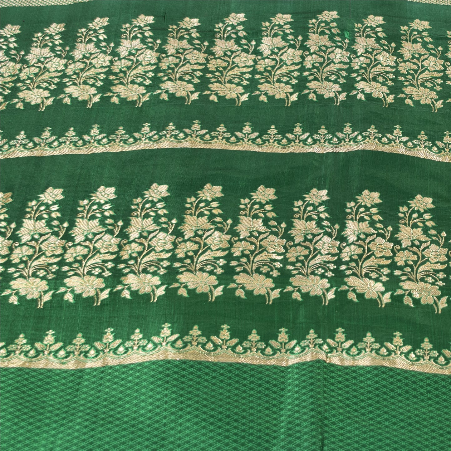 Sanskriti Vintage Sarees Banarasi Brocade Zari Woven Pure Satin Sari 5+YD Fabric