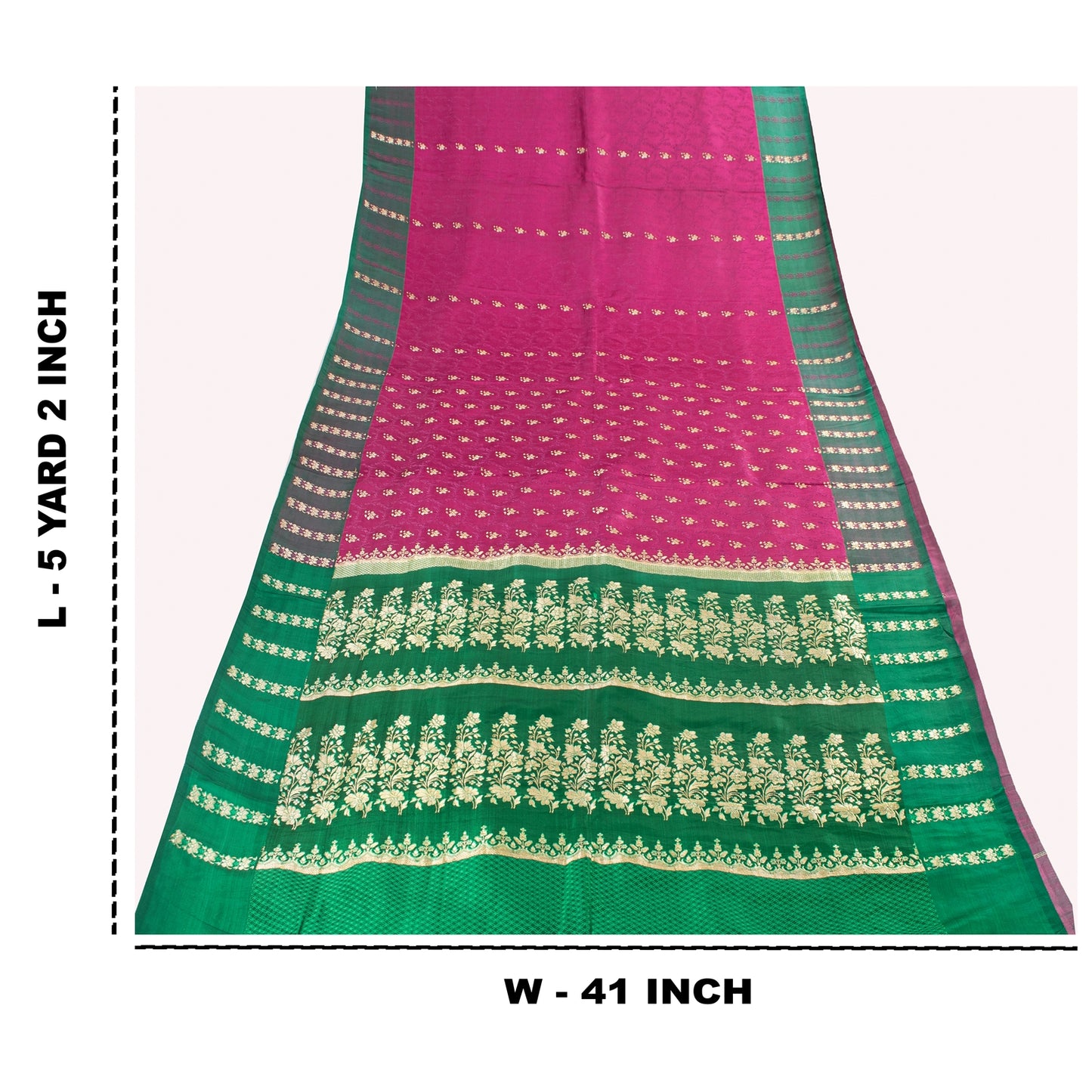 Sanskriti Vintage Sarees Banarasi Brocade Zari Woven Pure Satin Sari 5+YD Fabric