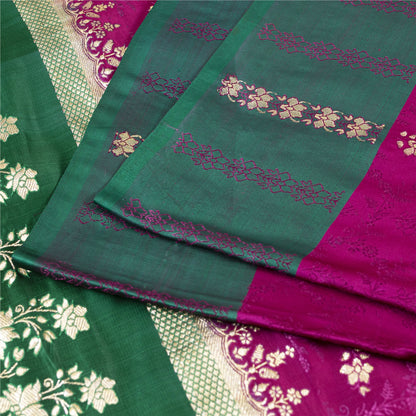 Sanskriti Vintage Sarees Banarasi Brocade Zari Woven Pure Satin Sari 5+YD Fabric