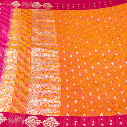 Sanskriti Vintage Mustard Yellow Sarees Soft 100% Pure Satin Woven Brocade Banarasi 5+YD Sari