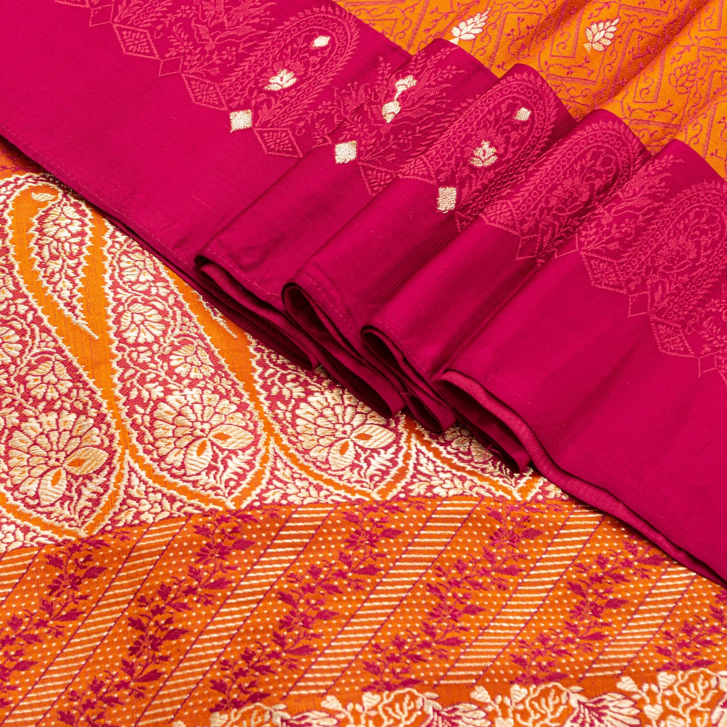 Sanskriti Vintage Mustard Yellow Sarees Soft 100% Pure Satin Woven Brocade Banarasi 5+YD Sari