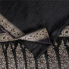 Sanskriti Vintage Sarees Black Banarasi Brocade ZariWoven Pure Satin Sari Fabric