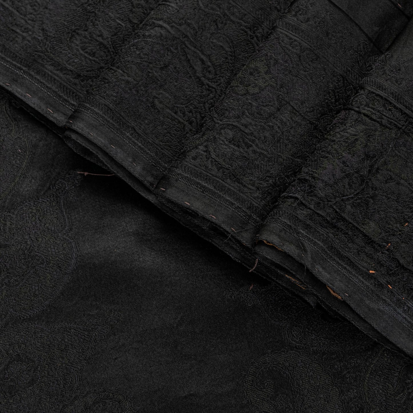 Sanskriti Vintage Black Soft Pure Satin Silk Sarees Handwoven Thread 5.5+YD Sari