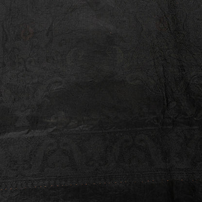 Sanskriti Vintage Black Soft Pure Satin Silk Sarees Handwoven Thread 5.5+YD Sari