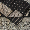 Sanskriti Vintage Black Pure Satin Sarees Banarasi Brocade Zari Hand Woven Sari