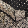 Sanskriti Vintage Black Pure Satin Sarees Banarasi Brocade Zari Hand Woven Sari