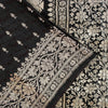 Sanskriti Vintage Black Pure Satin Sarees Banarasi Brocade Zari Hand Woven Sari