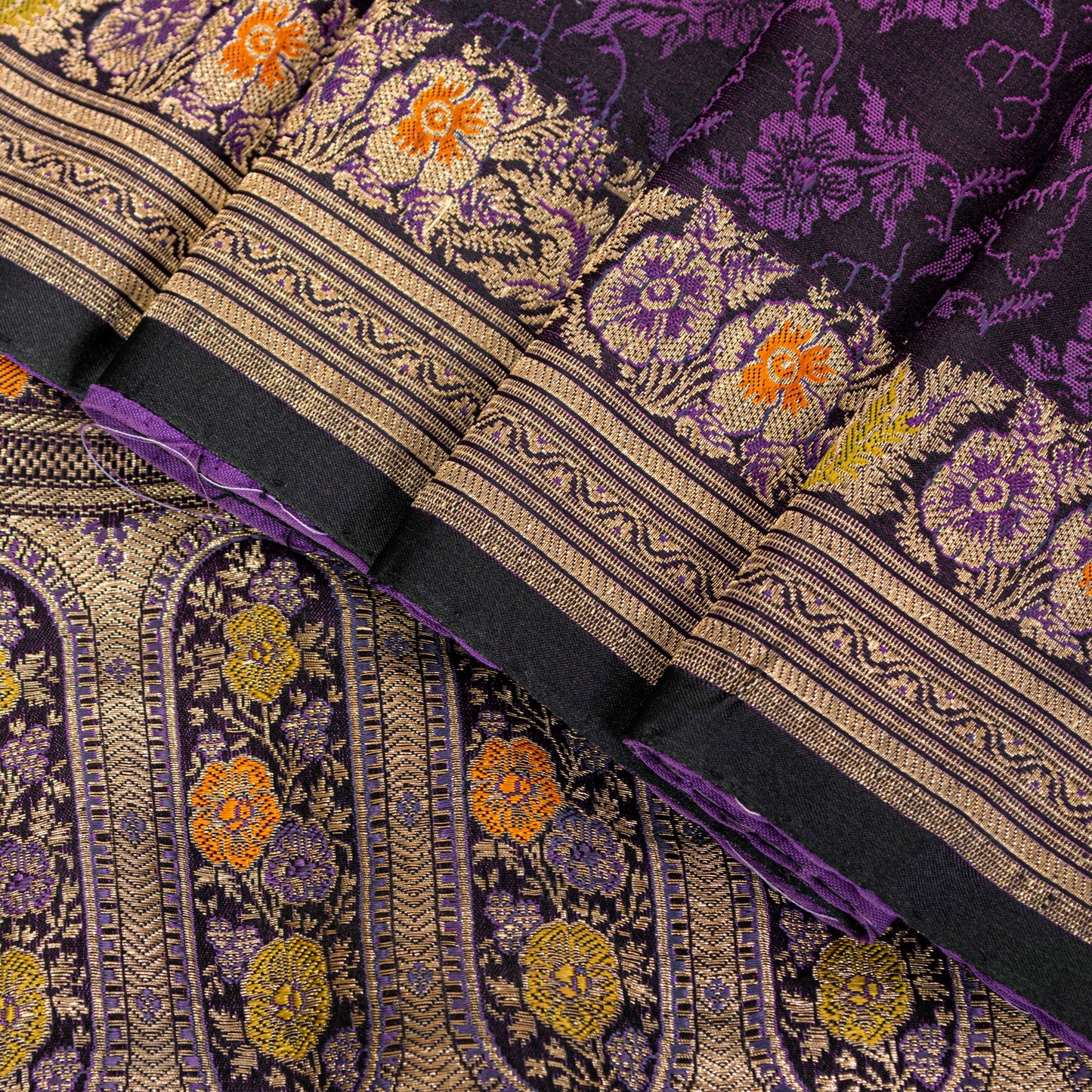 Sanskriti Vintage Purple Soft Pure Satin Silk Sarees Banarasi Brocade Zari Hand Woven 5+YD