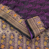 Sanskriti Vintage Purple Soft Pure Satin Silk Sarees Banarasi Brocade Zari Hand Woven 5+YD