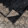 Sanskriti Vintage Black Pure Satin Sarees Banarasi Brocade Zari Hand Woven 5+YD