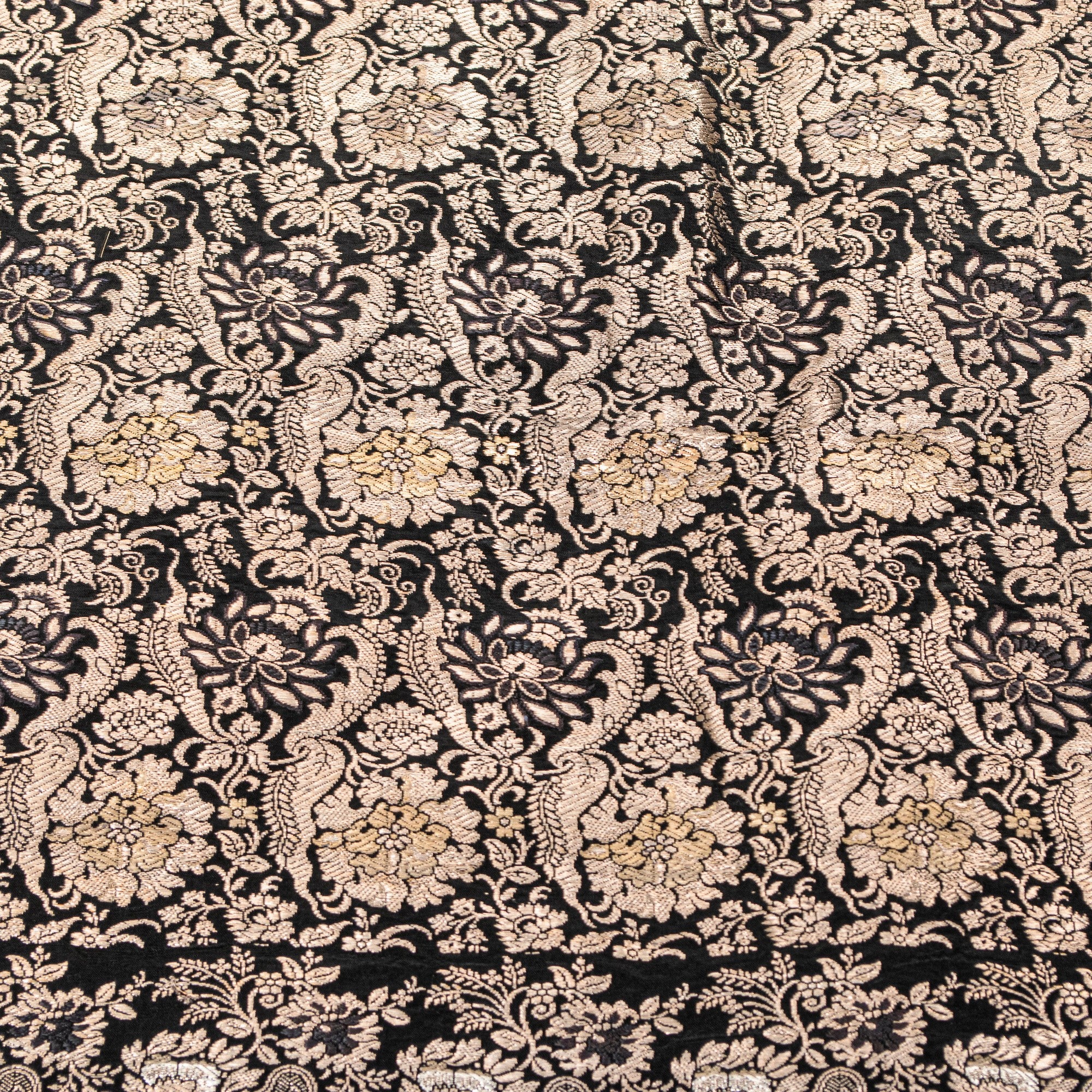 Sanskriti Vintage Black Pure Satin Sarees Banarasi Brocade Zari Hand Woven 5+YD