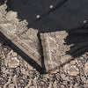 Sanskriti Vintage Black Pure Satin Sarees Banarasi Brocade Zari Hand Woven 5+YD