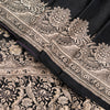 Sanskriti Vintage Black Pure Satin Sarees Banarasi Brocade Zari Hand Woven 5+YD