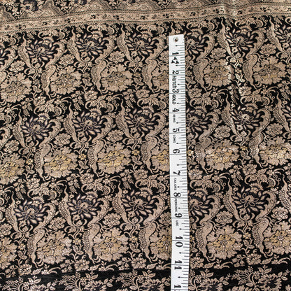 Sanskriti Vintage Black Pure Satin Sarees Banarasi Brocade Zari Hand Woven 5+YD