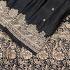 Sanskriti Vintage Black Pure Satin Sarees Banarasi Brocade Zari Hand Woven 5+YD
