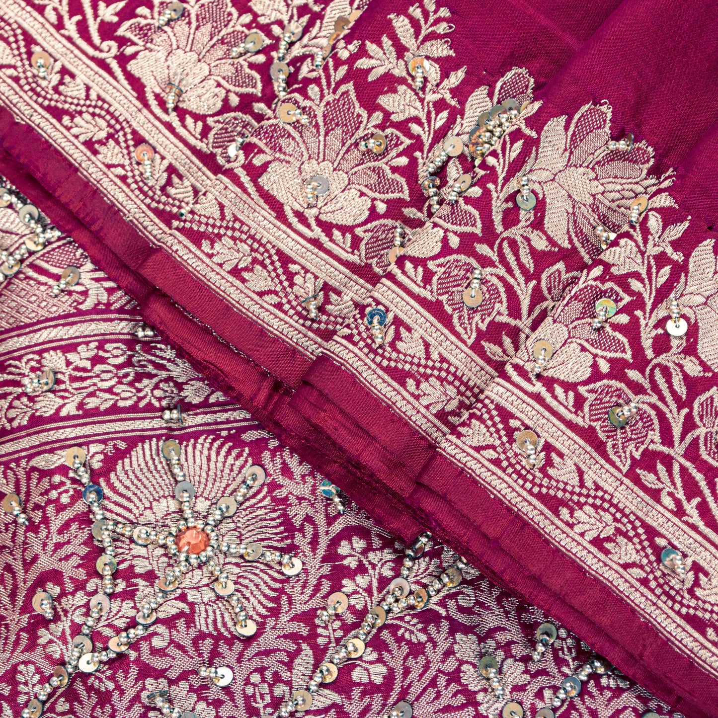 Sanskriti Vintage Soft Pink Pure Silk Sarees Brocade Hand Woven Banarasi 5+Yd